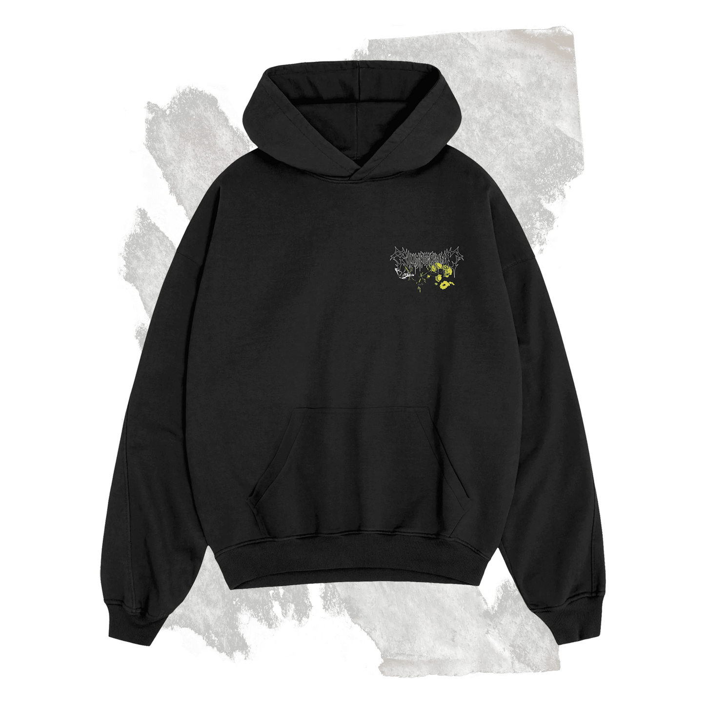 Slumberland Black Hoodie. Front